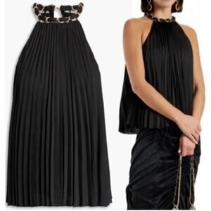 ALICE and OLIVIA Black Halter Chain Top Large